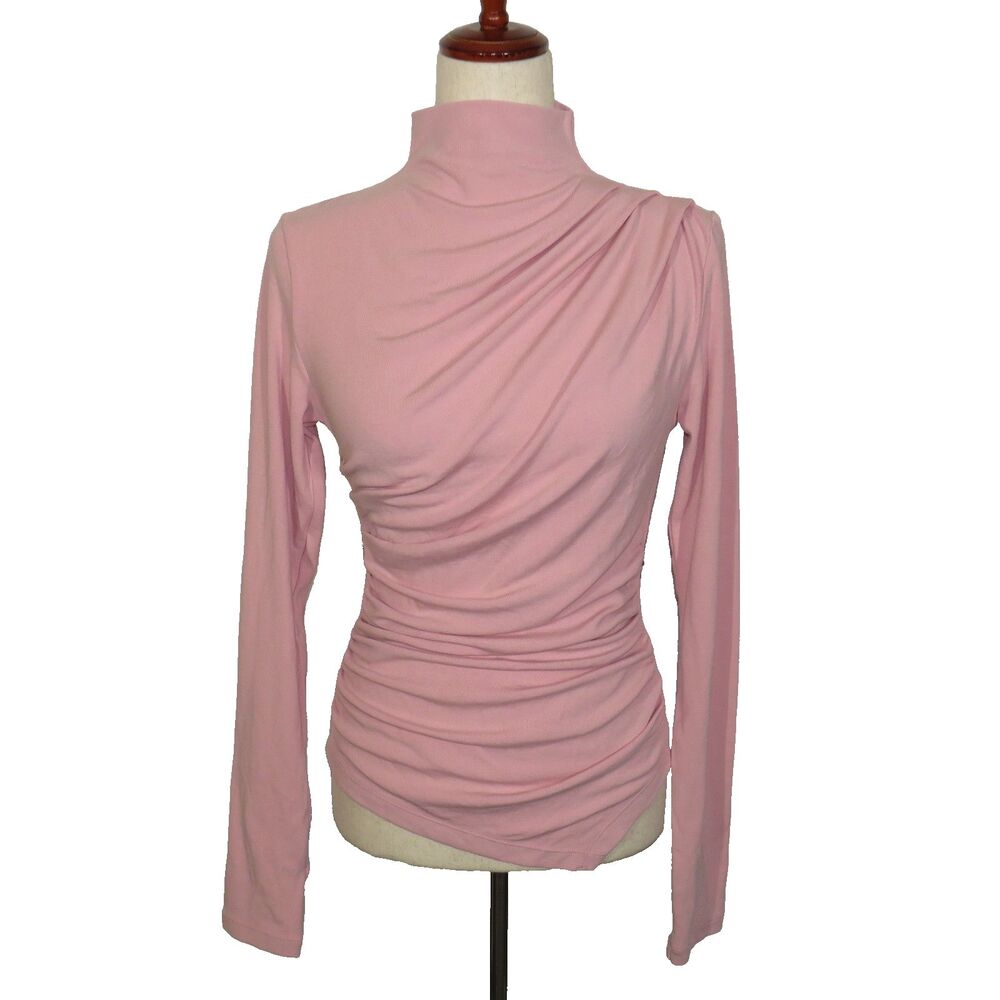 Halara Dusty Pink Thermal Brushed Ruched Mock Neck Long Sleeve Top Size Medium